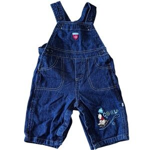 VTG Disney Denim Pooh Bear Embroidered Sled Snow Ski Winter Overall Bibs 3-6 Mo